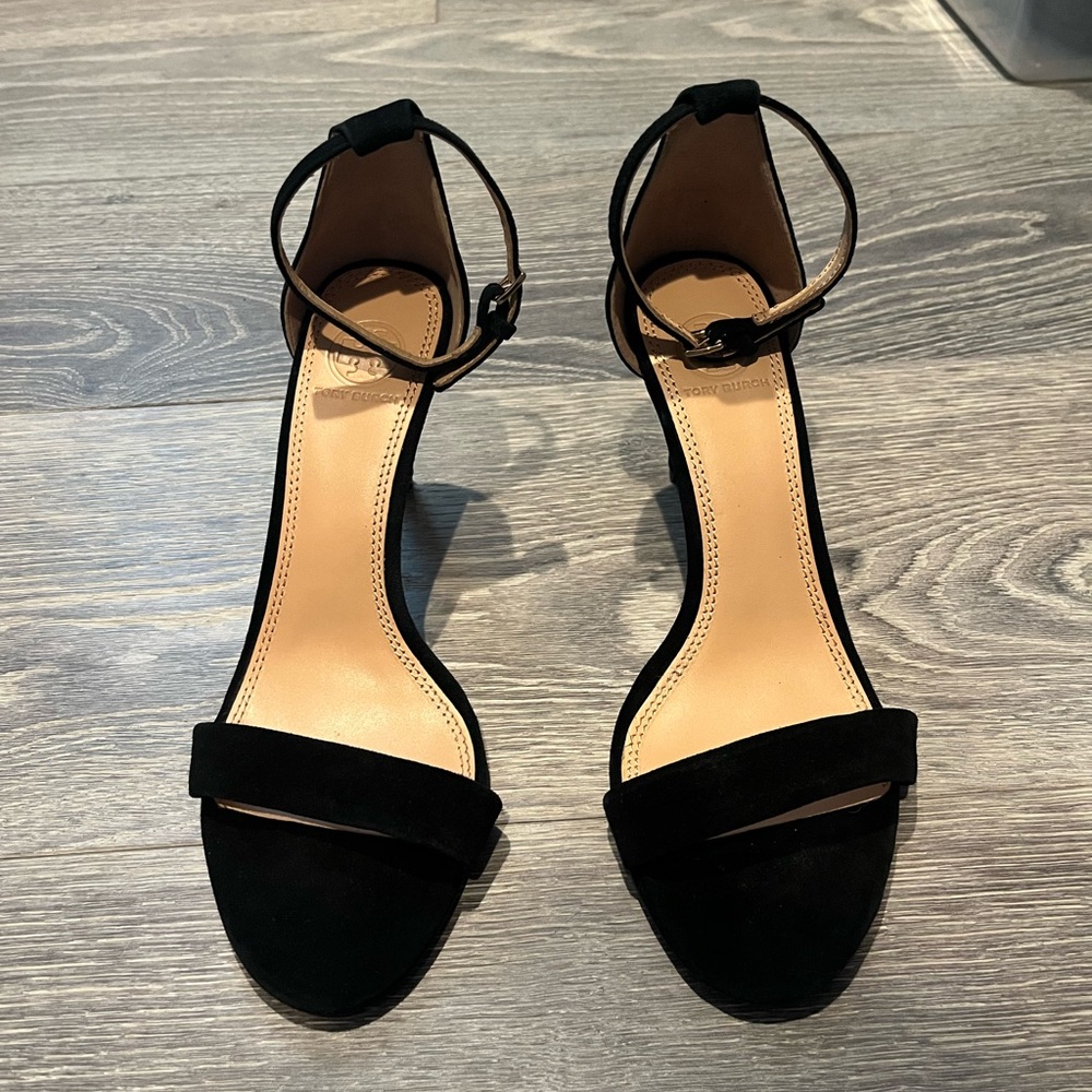 Tory Burch, never worn. Sophisticated Black Heels with Suede Straps